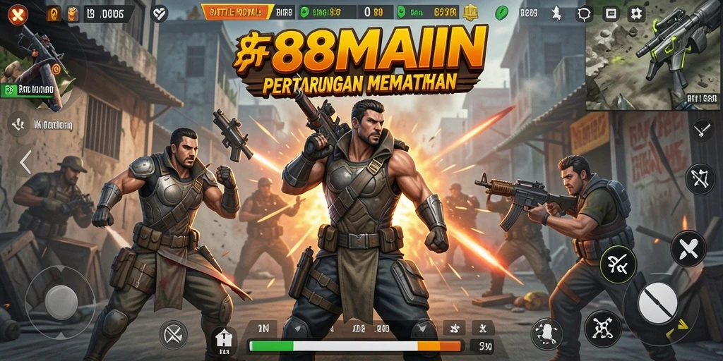Gameplay intens dalam pertarungan Battle Royale yang mendebarkan.
