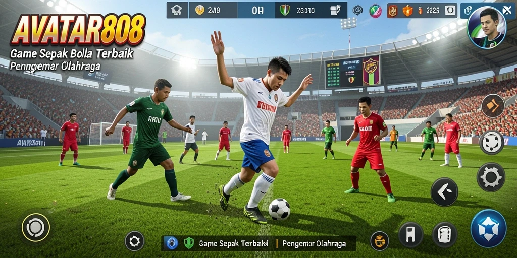 Tampilan gameplay <strong>AVATAR808</strong> yang mendebarkan di lapangan sepak bola.