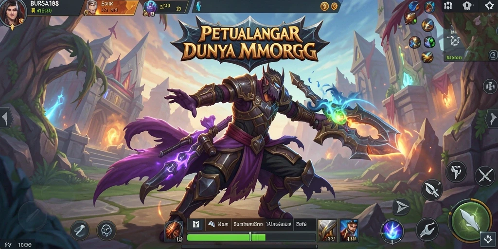 Tangkapan layar BURSA188 menampilkan aksi pertempuran seru dalam dunia MMORPG.