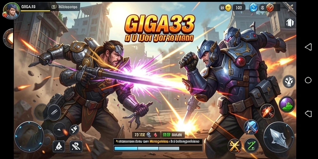 Tampilan pertarungan seru di GIGA33 dengan karakter unik.