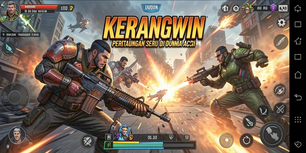 Tampilan gameplay seru dalam KERANGWIN dengan aksi mendebarkan.