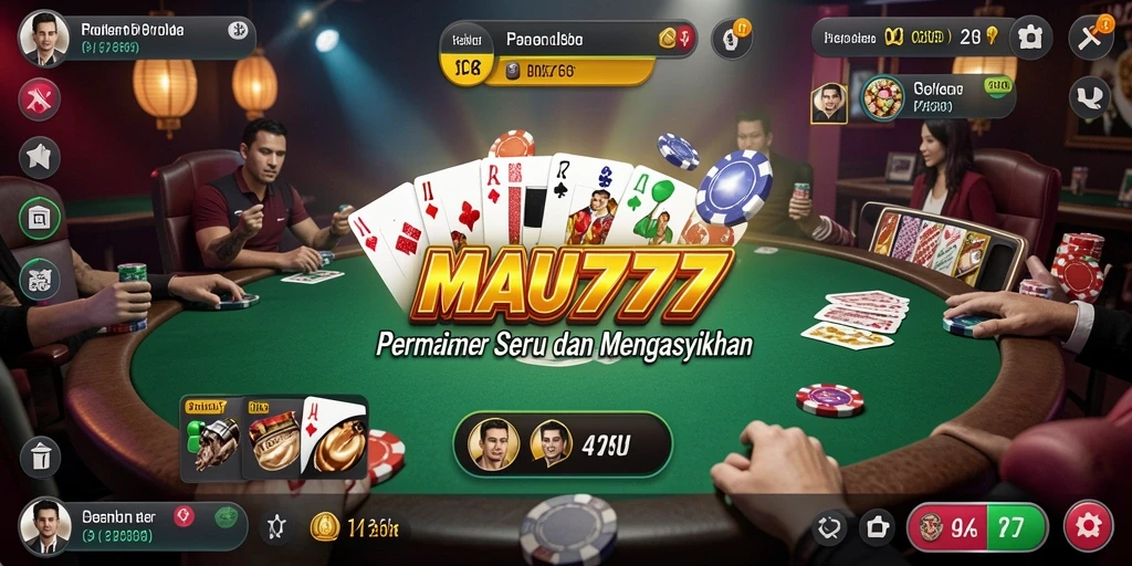 Tampilan gameplay seru MAU777 saat bermain Poker dengan teman.