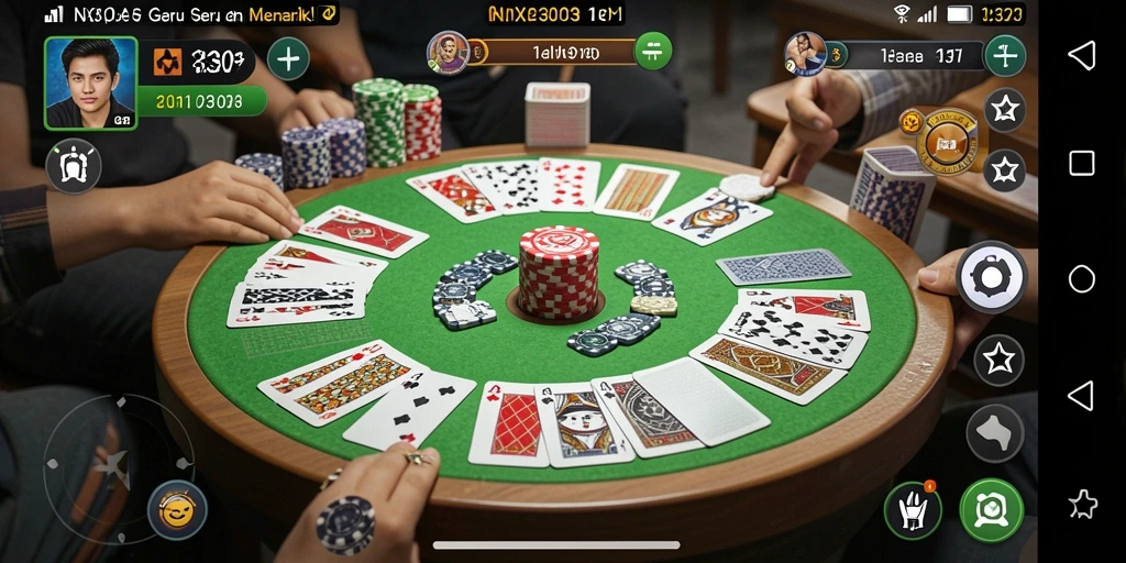 Tampilan screenshot NX303 menunjukkan gameplay Gaple yang seru dan interaktif.