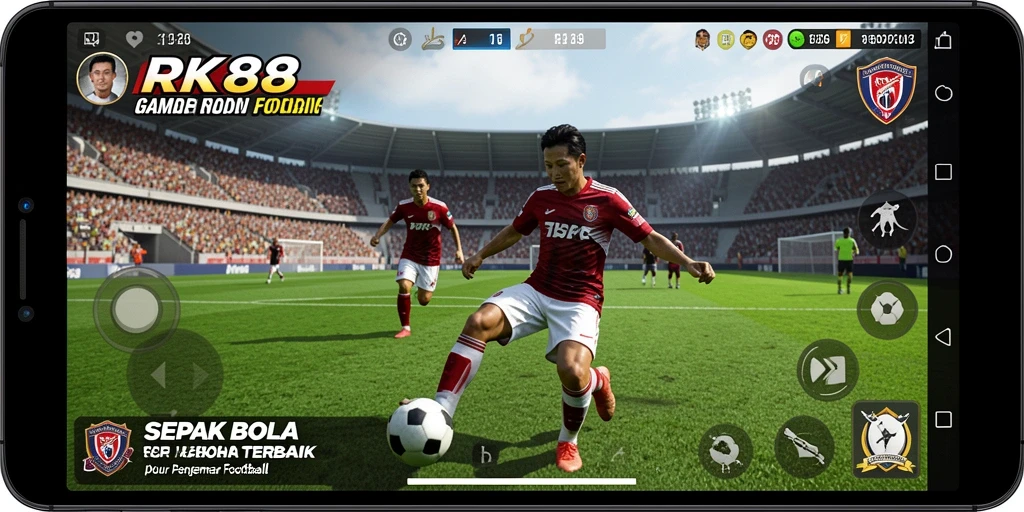 Gameplay menegangkan dengan aksi sepak bola yang seru.