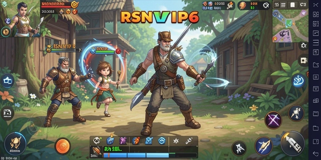 Tangkapan layar gameplay RSNVIP6 menunjukkan interaksi karakter dalam dunia virtual.