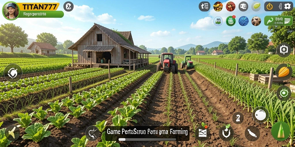 Gameplay seru di TITAN777 dengan aktivitas bertani yang menyenangkan.