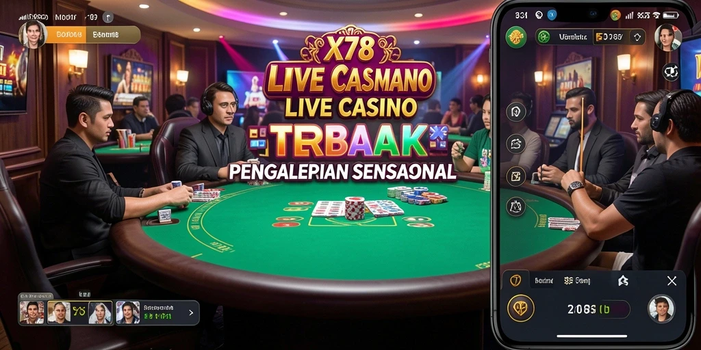 Tampilan gameplay Live Casino X78 dengan dealer langsung dan permainan mendebarkan.